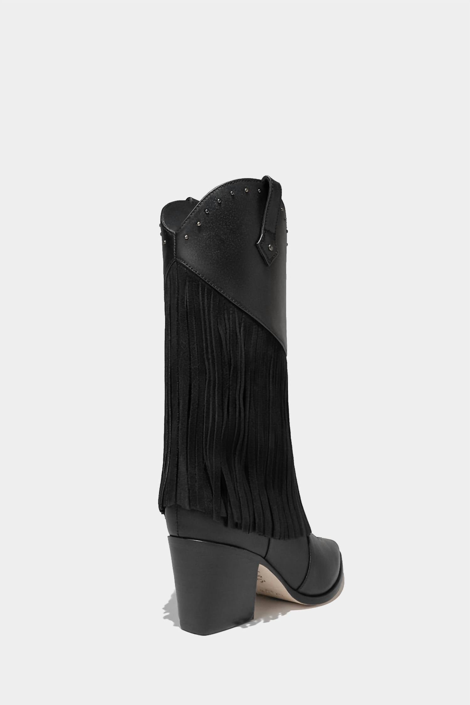 Dante Shoes - Women's Leather Fringe Boots - Image 3