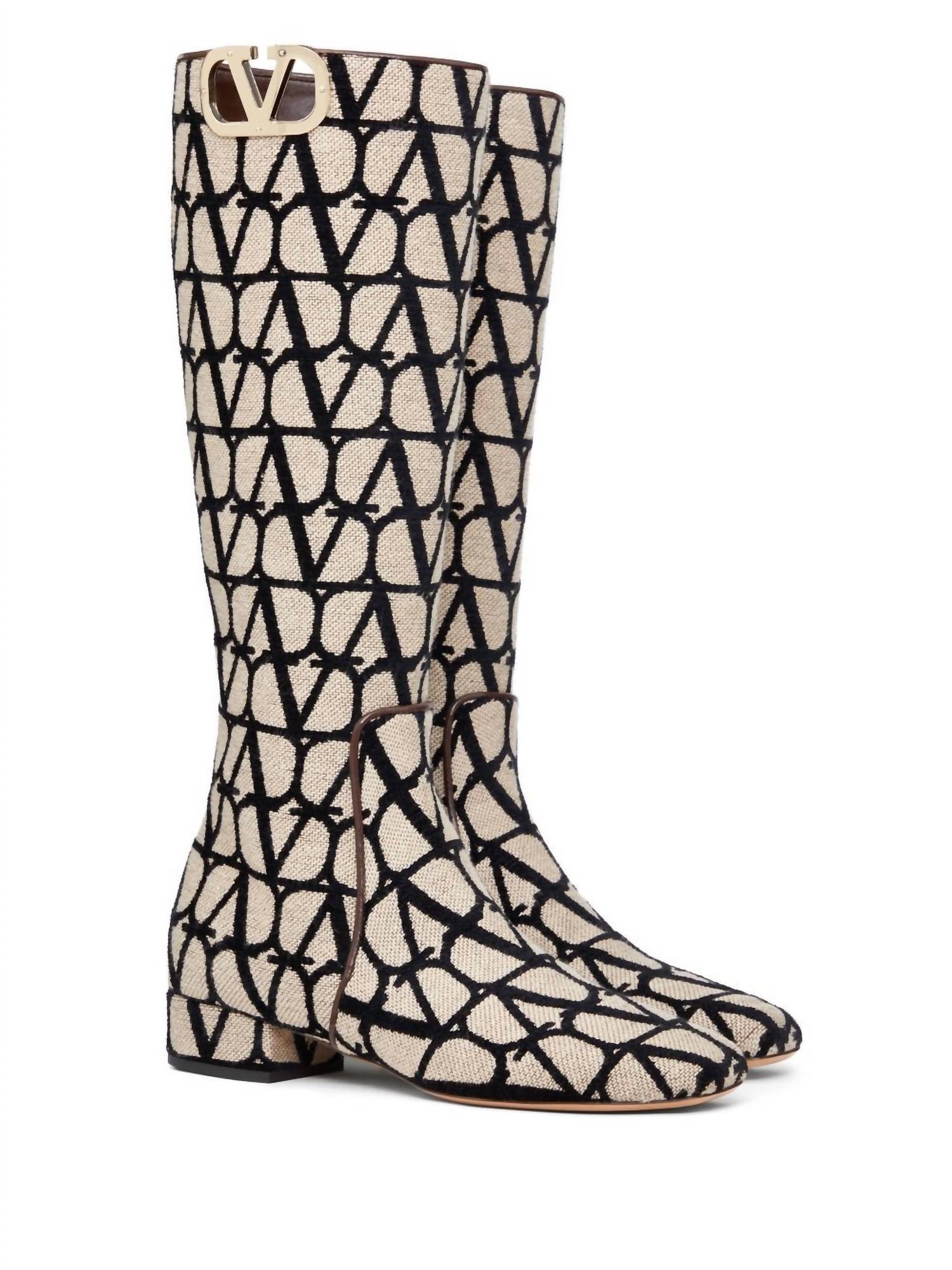 Valentino Garavani - Women's V Logo Toile Iconographe Boots - Image 3