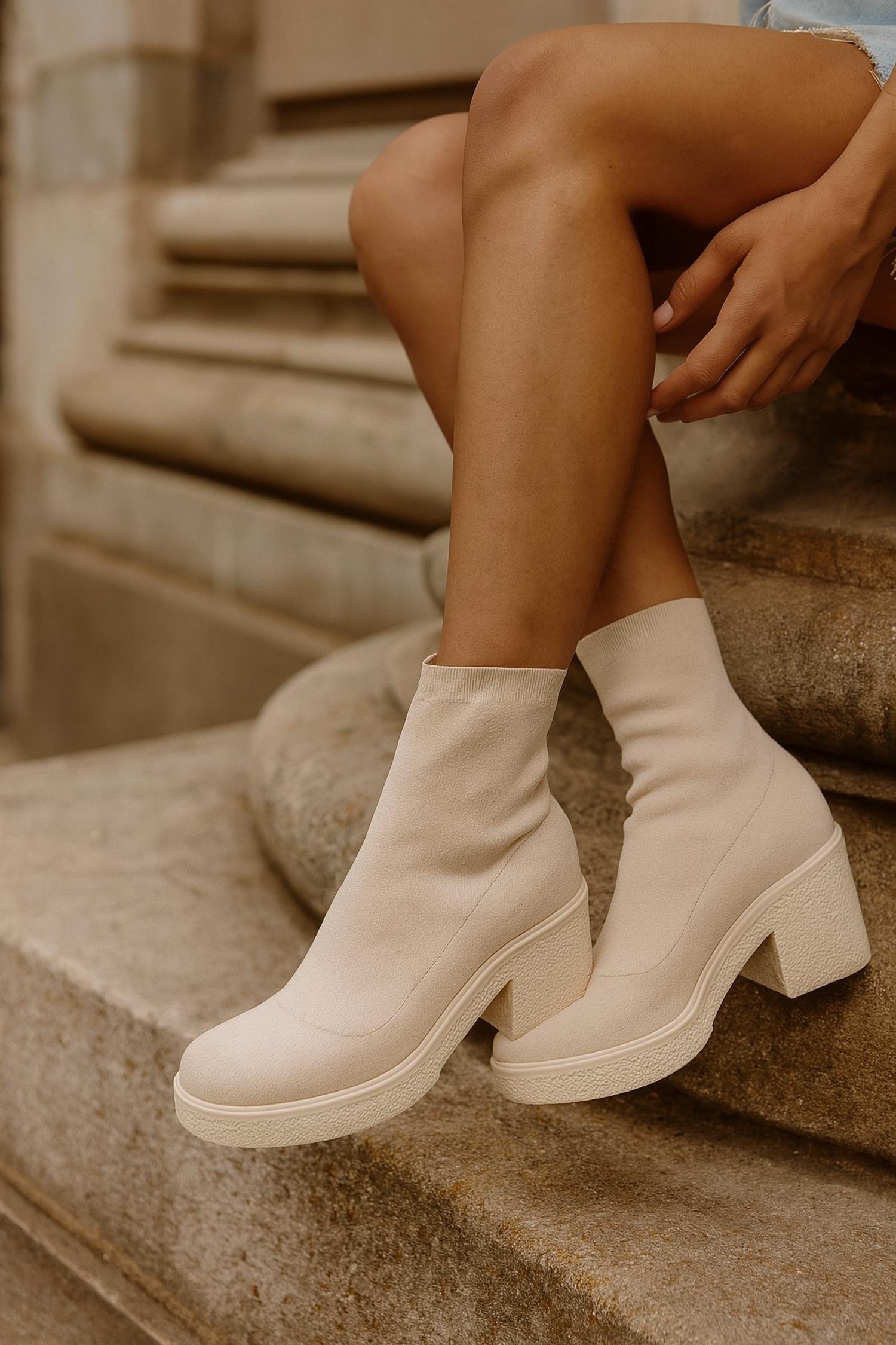 Everglades - Women's Stretch Sock Knit Chunky Platform Booties - Image 2