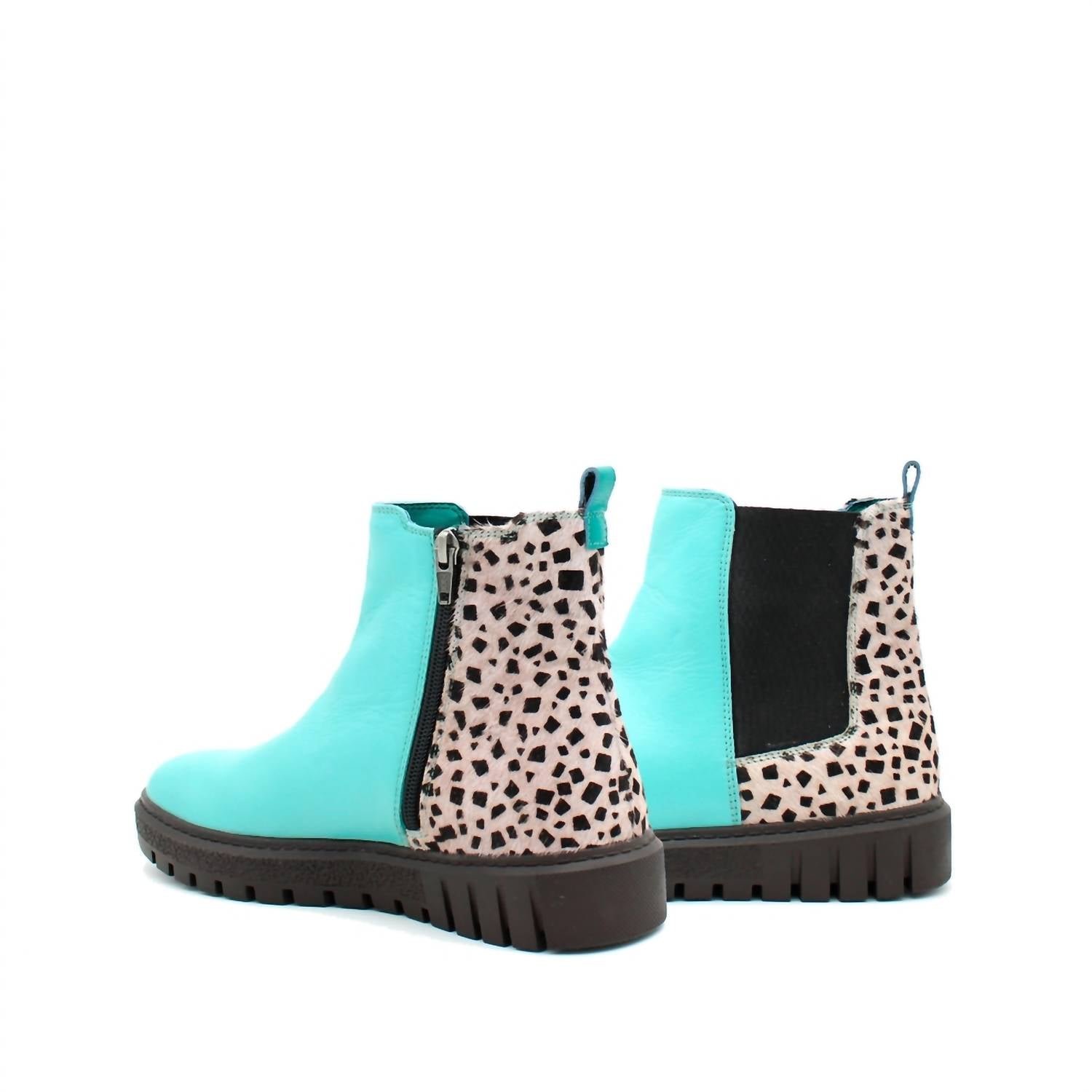 Soruka - Women's Ankle Leather Boot With Animal Print