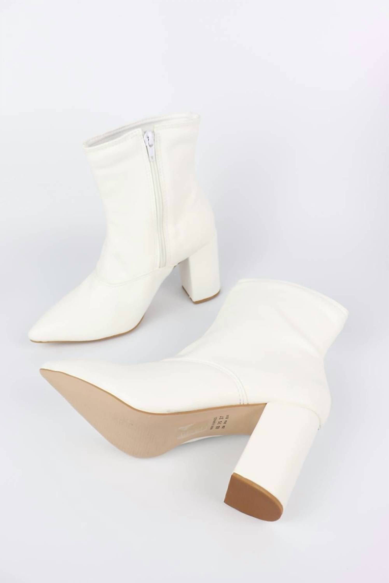 Everglades - Women's Ivory Chic Block Heel Ankle Boots - Image 3