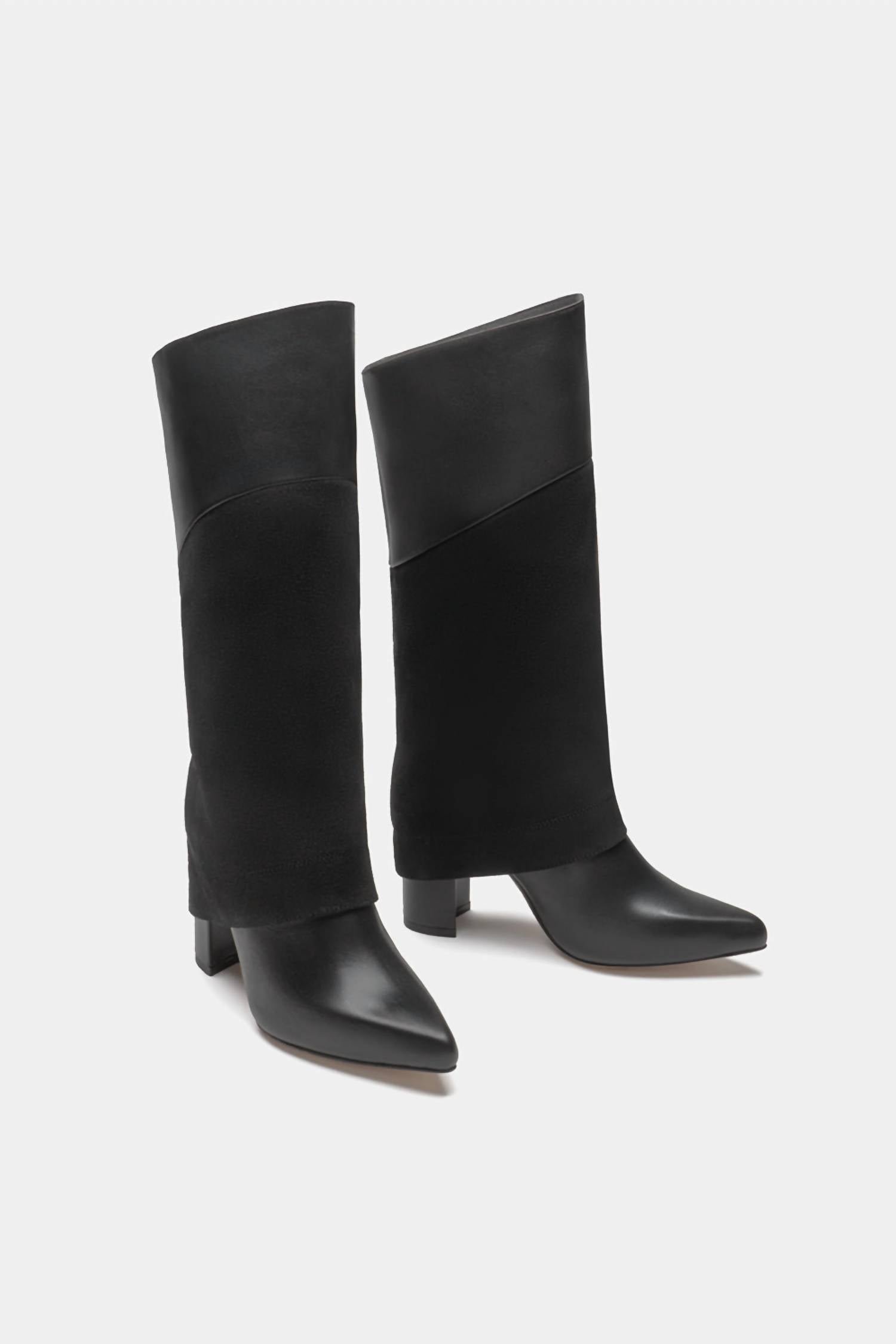 Dante Shoes - Women's Leather Tall Overlay Boots - Image 5