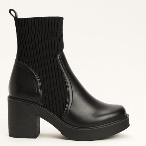 Everglades - Women's Leather & Knit Stretch Ankle Platform Boots