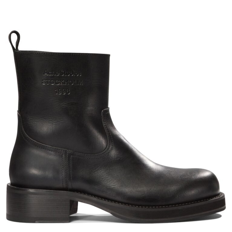 Acne Studios Leather Waxed Ankle Boots