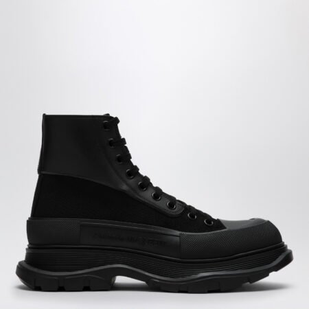 Alexander Mc Queen Black Canvas Tread Slick Boots
